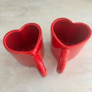 Set Of Two Red Heart Mugs Tea Coffee Mug